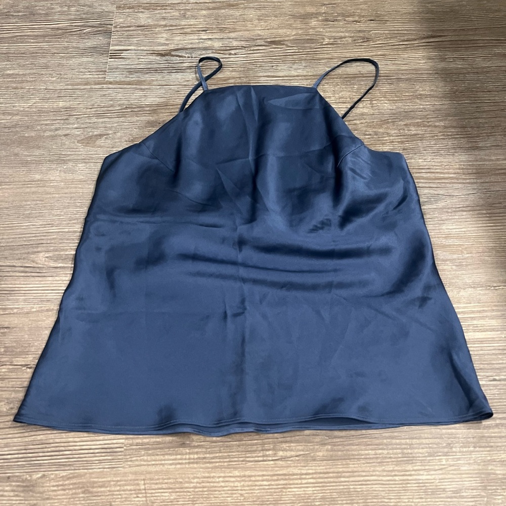 Fleur du mal navy blue silk top